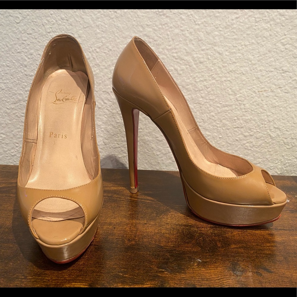 Christian Louboutin Banana Nude peep toe high heels